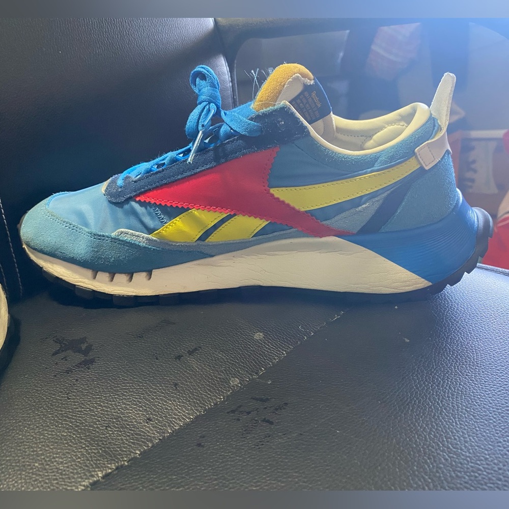 Reebok Classic Leather Legacy Sneakers Blue Red and Yellow Accents Size 11.5 - Picture 8 of 12